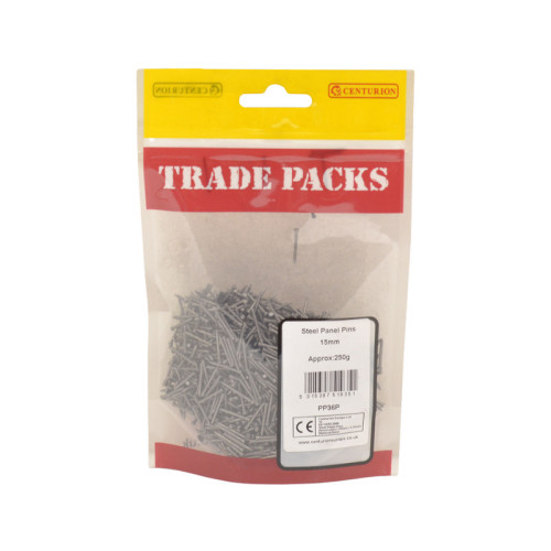 Bright Steel Panel Pins, 15mm x 1mm