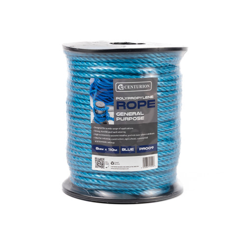 8mm Polypropylene Rope, Blue, 110m Reel