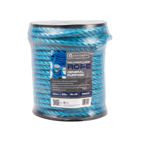 12mm Polypropylene Rope, Blue, 55m Reel