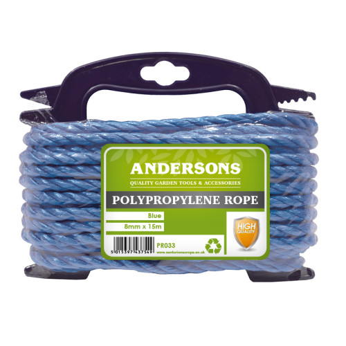 8mm x 15m Polypropylene Rope, Blue