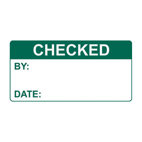 'Checked' Labels, Self-Adhesive Vinyl, (50mm x 25mm) (Roll of 250)