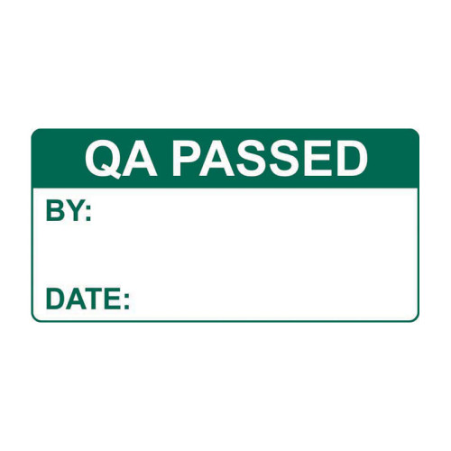 'QA Passed' Labels, Self-Adhesive Vinyl, (50mm x 25mm) (Roll of 250)