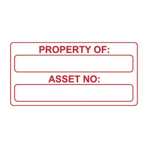 'Property of:/Asset no:' Labels, Self-Adhesive Vinyl, (50mm x 25mm) (Roll of 250)