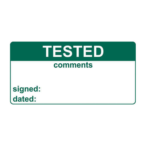 'Tested & Comments' Labels, Self-Adhesive Vinyl, (50mm x 25mm) (Roll of 250)