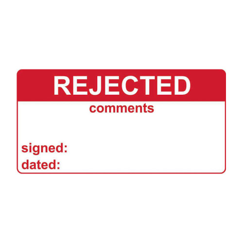 'Rejected & Comments' Labels, Self-Adhesive Vinyl, (50mm x 25mm) (Roll of 250)