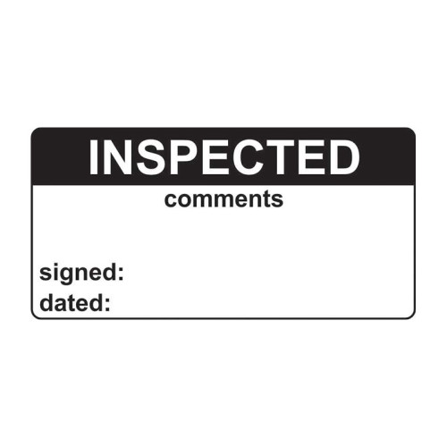 'Inspected & Comments' Labels, Self-Adhesive Vinyl, (50mm x 25mm) (Roll of 250)