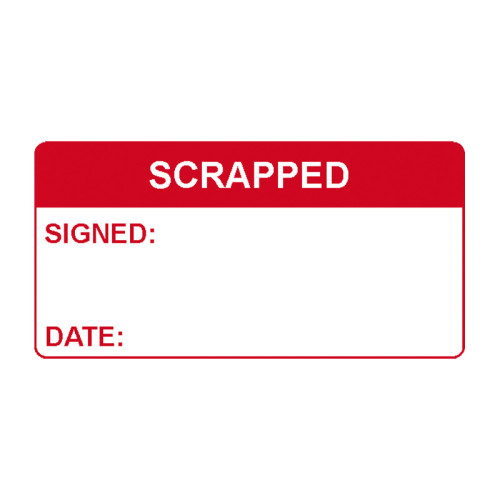 'Scrapped' Labels, Self-Adhesive Vinyl, (50mm x 25mm) (Roll of 250)