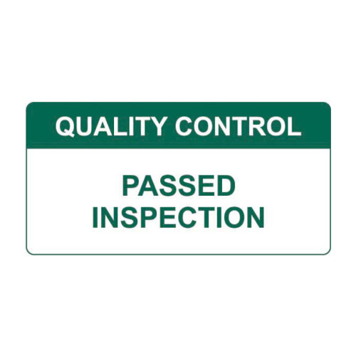 'Quality Control Passed Inspection' Labels, Self-Adhesive Vinyl, (50mm x 25mm) (Roll of 250)