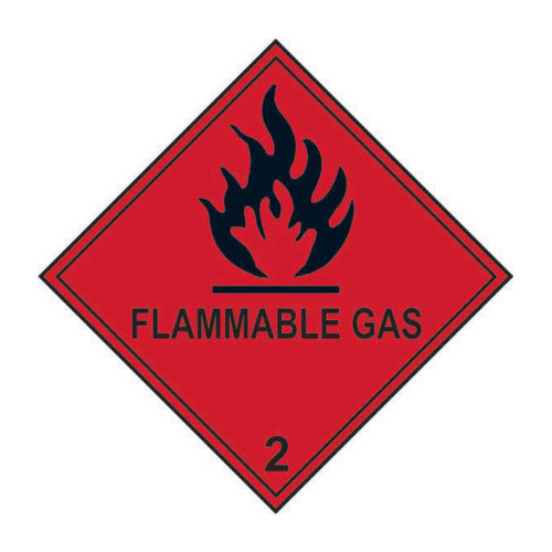 'Flammable Gas 2' Labels, Laminated Polypropylene, (100mm x 100mm) (Roll of 250)