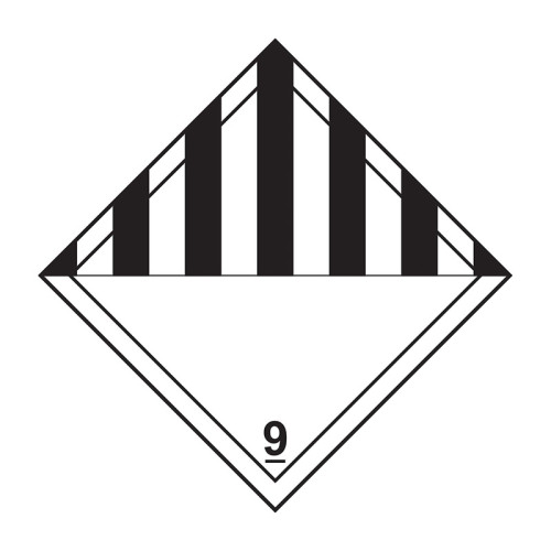 'Black Striped 9' Labels, Laminated Polypropylene, (100mm x 100mm) (Roll of 250)