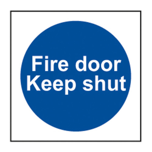 Fire Door Keep Shut' Labels, Self-Adhesive Vinyl, (100mm x 100mm) (Roll of 100)