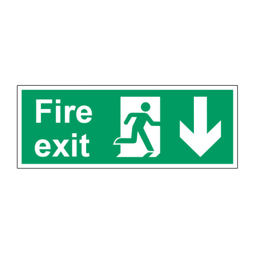 Fire exit (arrow Down) - PP (400 x 150mm)