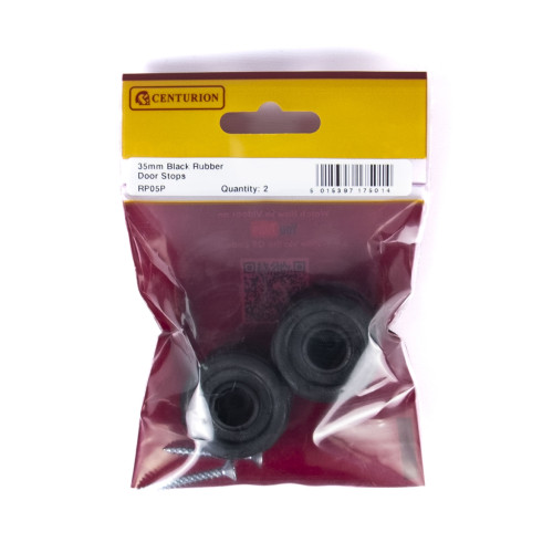 35mm Black Rubber Door Stops (Pack of 2)