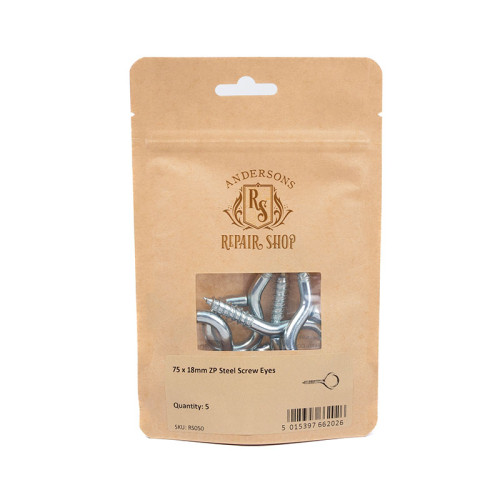 Repair Shop Zinc Plated Steel Screw Eye - 75 x 18mm - 5pk