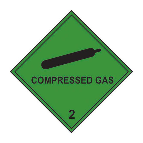 'Compressed Gas 2' Labels, Laminated Polypropylene, (250mm x 250mm) (Pack of 10)