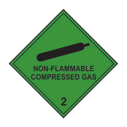 'Non-flammable Compressed Gas 2' Labels, Laminated Polypropylene, (250mm x 250mm) (Pack of 10)