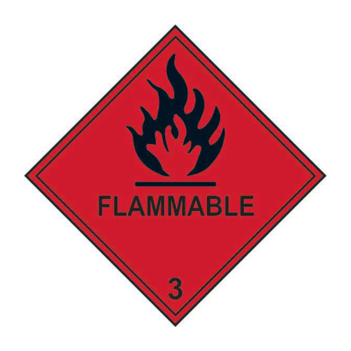 'Flammable 3' Labels, Laminated Polypropylene, (250mm x 250mm) (Pack of 10)