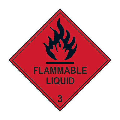 'Flammable Liquid 3' Labels, Laminated Polypropylene, (250mm x 250mm) (Pack of 10)