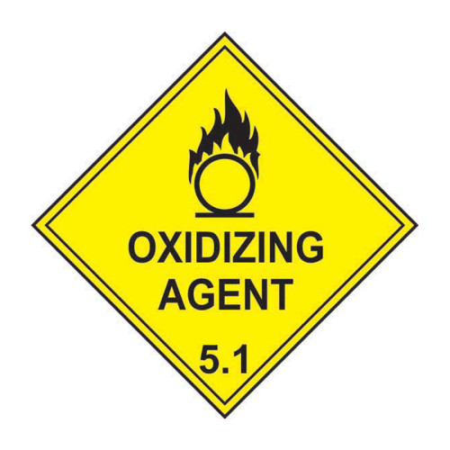 'Oxidizing Agent 5.1' Labels, Laminated Polypropylene, (250mm x 250mm) (Pack of 10)