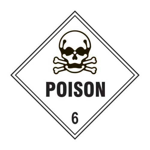 'Poison 6' Labels, Laminated Polypropylene, (250mm x 250mm) (Pack of 10)