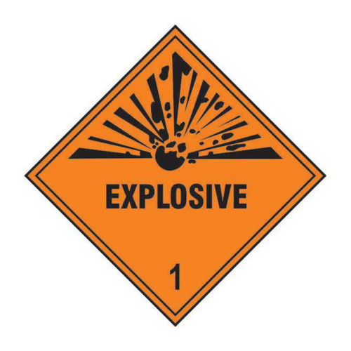 'Explosive 1' Labels, Laminated Polypropylene, (250mm x 250mm) (Pack of 10)
