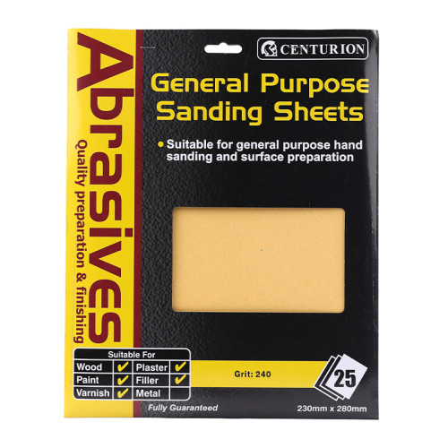 Abrasives Sandpaper Sheets, Extra Fine 00/240 Grit
