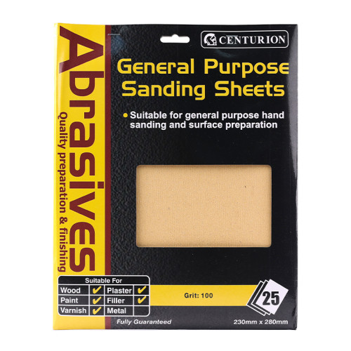Abrasives Sandpaper Sheets, Medium 1Â½ / 100 grit