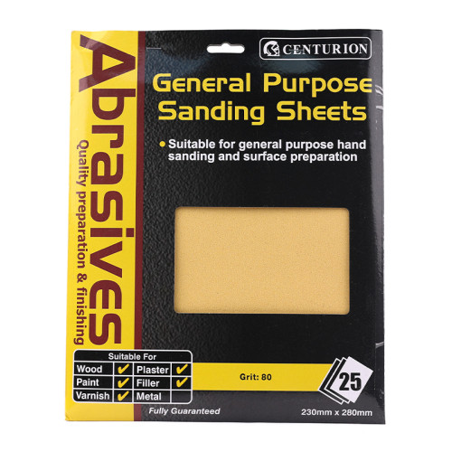 Centurion Abrasives Sandpaper Sheets Coarse F2 80 grit