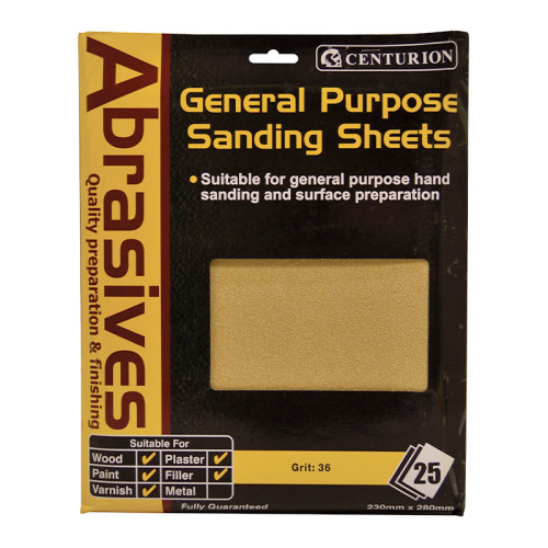 Abrasives Sandpaper Sheets, Extra Coarse 3 / 36 Grit