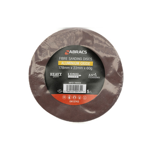 ABRASIVE FLOOR DISC 180 X 22MM 60G - PACK 5