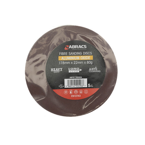 ABRASIVE FLOOR DISC 180 X 22MM 80G - PACK 5