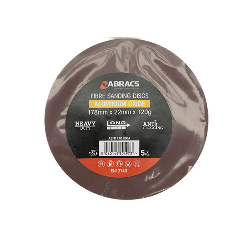 ABRASIVE FLOOR DISC 180 X 22MM 120G - PACK 5