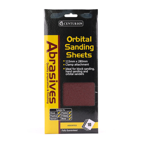 Abrasives Orbital Sanding Sheets, Assorted 115mm x 280mm (Pack of 10)