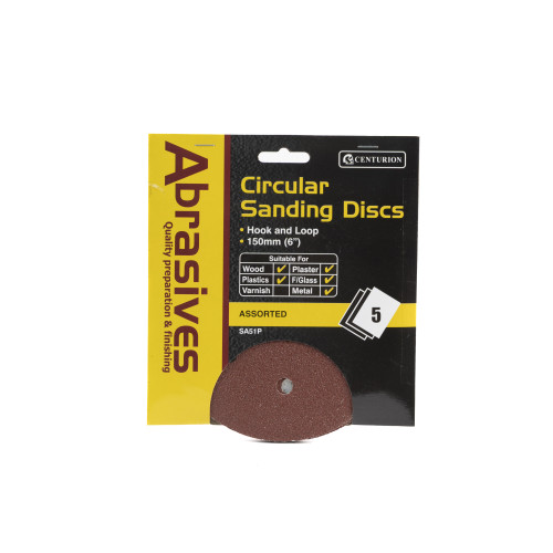 Abrasives Hook and Loop Circular Sanding Discs 150mm (Pack of 5)