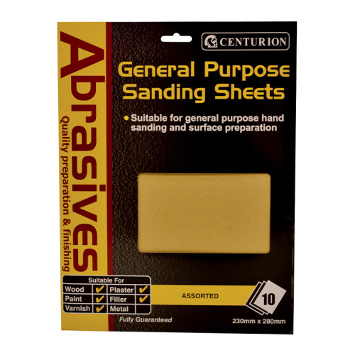 Abrasives Assorted Sandpaper Sheets, Pack of 10