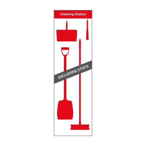 Shadow Board Cleaning Station With Stainless Steel Hooks, Style A Red, (600mm x 2000mm)