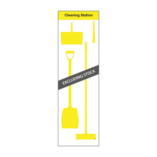 Shadow Board Cleaning Station With Stainless Steel Hooks, Style A Yellow, (600mm x 2000mm)