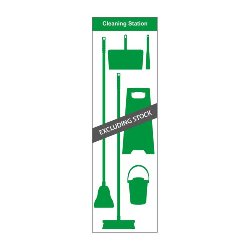 Shadow Board Cleaning Station With Stainless Steel Hooks, Style B Green, (600mm x 2000mm)