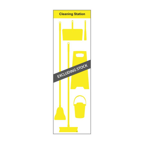 Shadow Board Cleaning Station With Stainless Steel Hooks, Style B Yellow, (600mm x 2000mm)