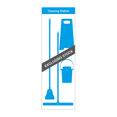 Shadow Board Cleaning Station With Stainless Steel Hooks, Style C Blue, (650mm x 2000mm)