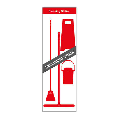 Shadow Board Cleaning Station With Stainless Steel Hooks, Style C Red, (650mm x 2000mm)