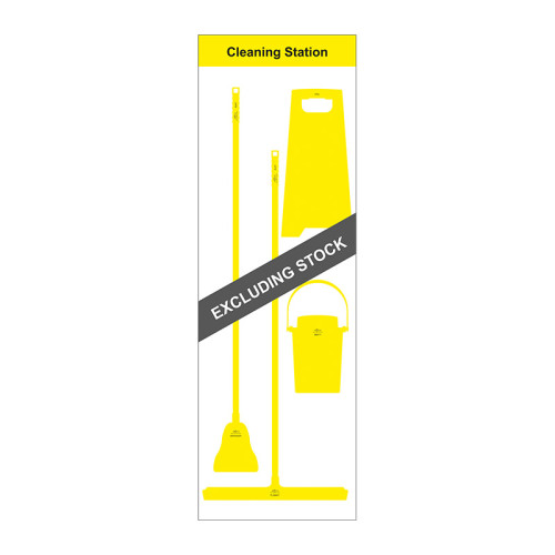 Shadow Board Cleaning Station With Stainless Steel Hooks, Style C Yellow, (650mm x 2000mm)
