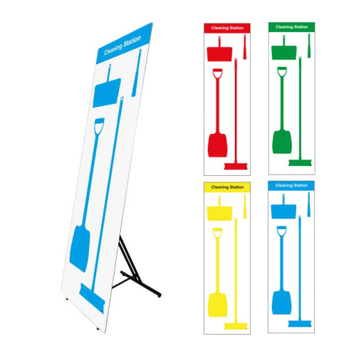Shadow Board Cleaning Station With Lean Stand, Board Only With Hooks, Style A Red, (600mm x 2000mm)
