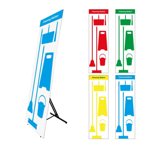 Shadow Board Cleaning Station With Lean Stand, Board Only With Hooks, Style B Blue, (600mm x 2000mm)