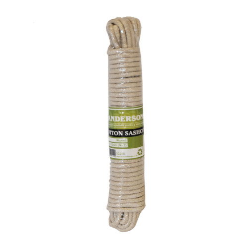 Waxed Cotton Sash Cord, 5mm x 12.5m (No 2) 