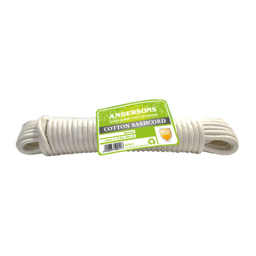 Waxed Cotton Sash Cord Hank, 6mm x 12.5m (No 3)