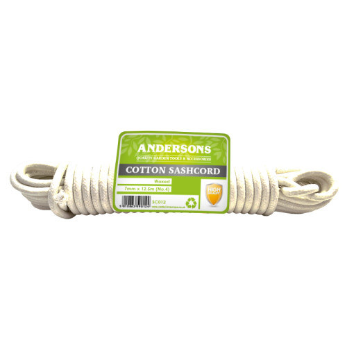 Waxed Cotton Sash Cord Hank, 7mm x 12.5m (No 4)