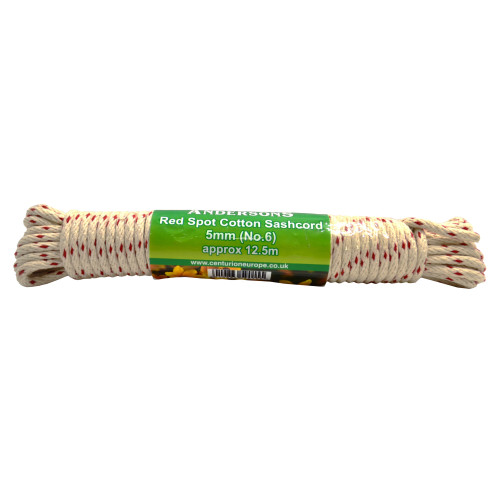 Red Spot Cotton Sash Cord, 5mm x 12.5m (No 6) 