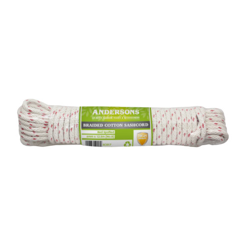 Red Spot Braided Cotton Sash Cord Hank, 6mm x 12.5m (No 8)
