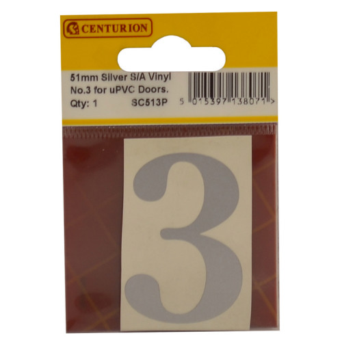 Silver Font Vinyl Number 3 SC513P